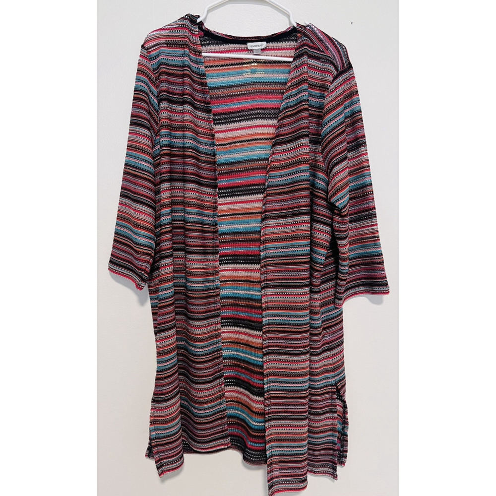 Avenue Duster Kimono Cardigan Women’s 18 20 1X 2X Open Knit Boho Tribal Festival